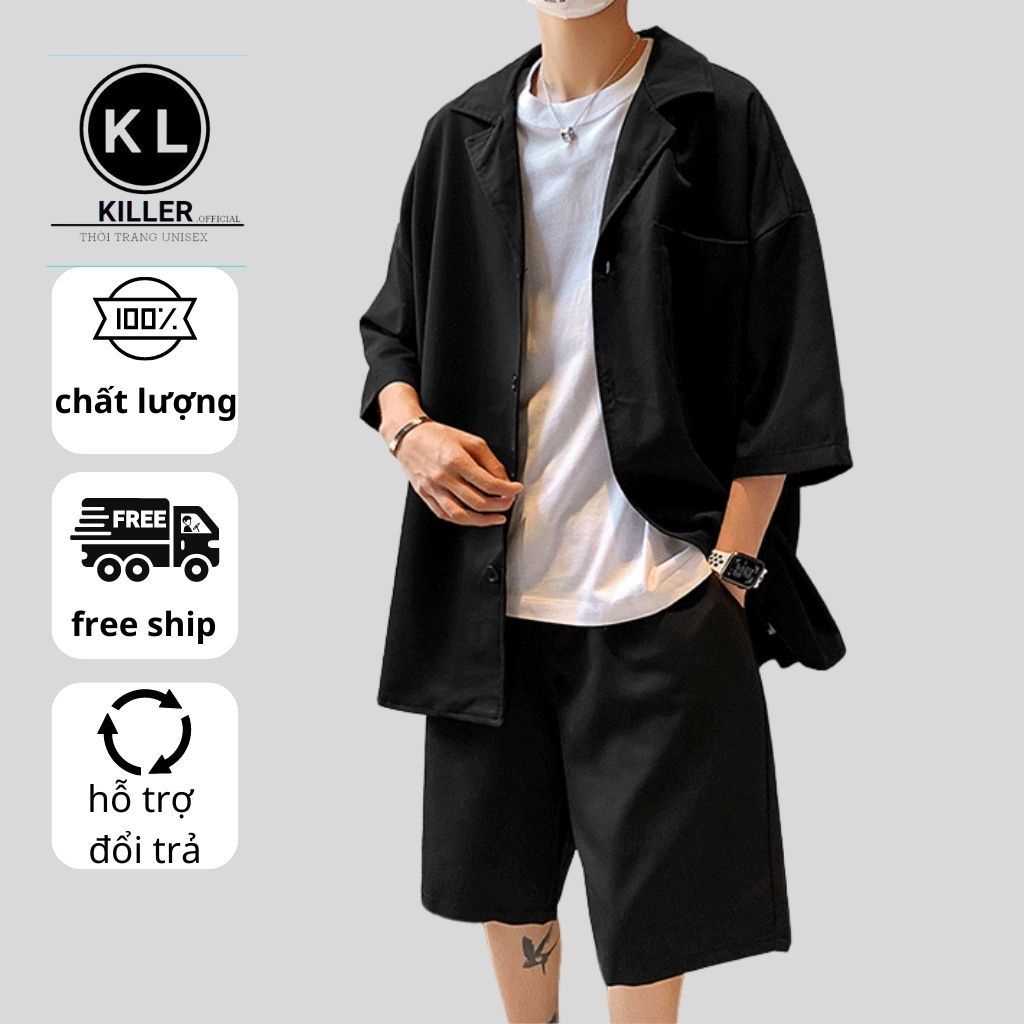 Set Blazer Nam KILLER set đồ blazer nam gồm áo blazer tay lỡ và quần short form rộng UNISEX cao cấp thời trang mùa hè