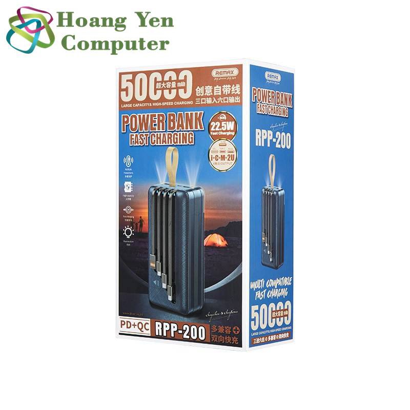 Sạc Dự Phòng Remax RPP-200 50000mAh (Sạc Nhanh QC3.0 18W, 22.5W, PD 20W, VOOC 2.0) - BH 1 Năm - Hoàng Yến Computer