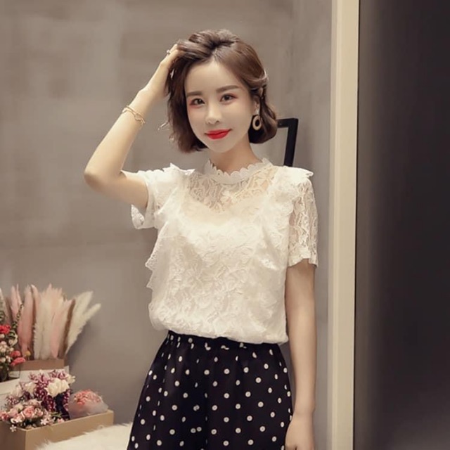 Áo sơmi phối ren nữ