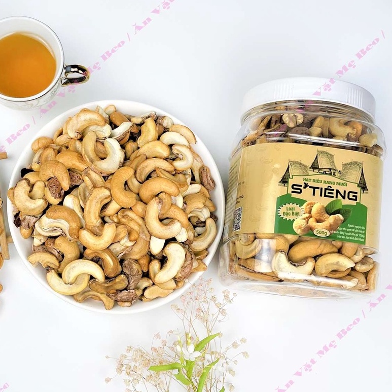 Hạt điều rang muối STiêng loại Bể Vở còn vỏ lụa hộp 500Gr