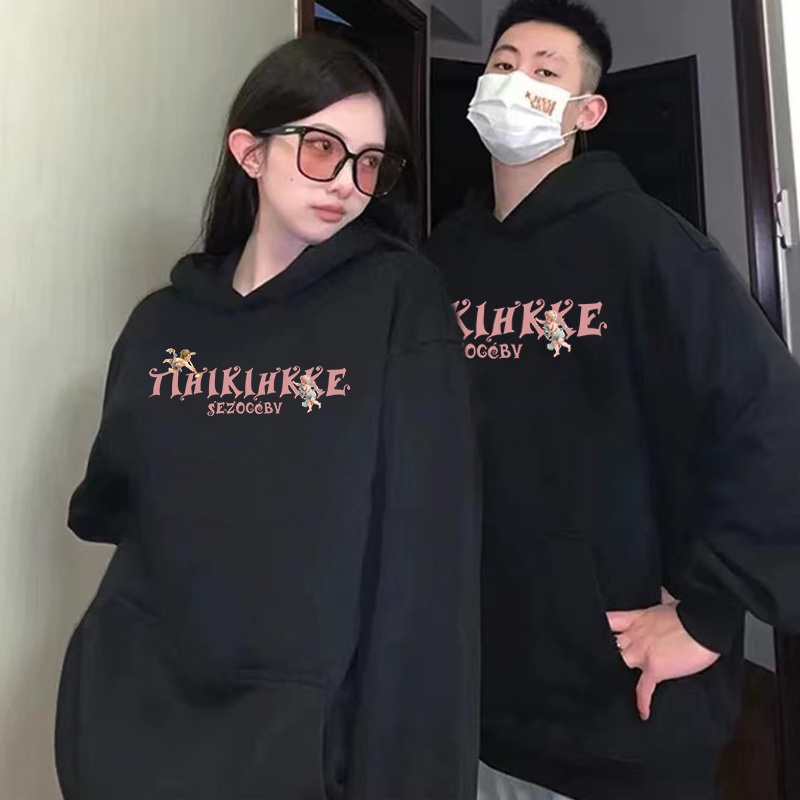 Áo hoodie Ihkke dáng rộng phong cách Hàn Quốc thời trang cho nữ