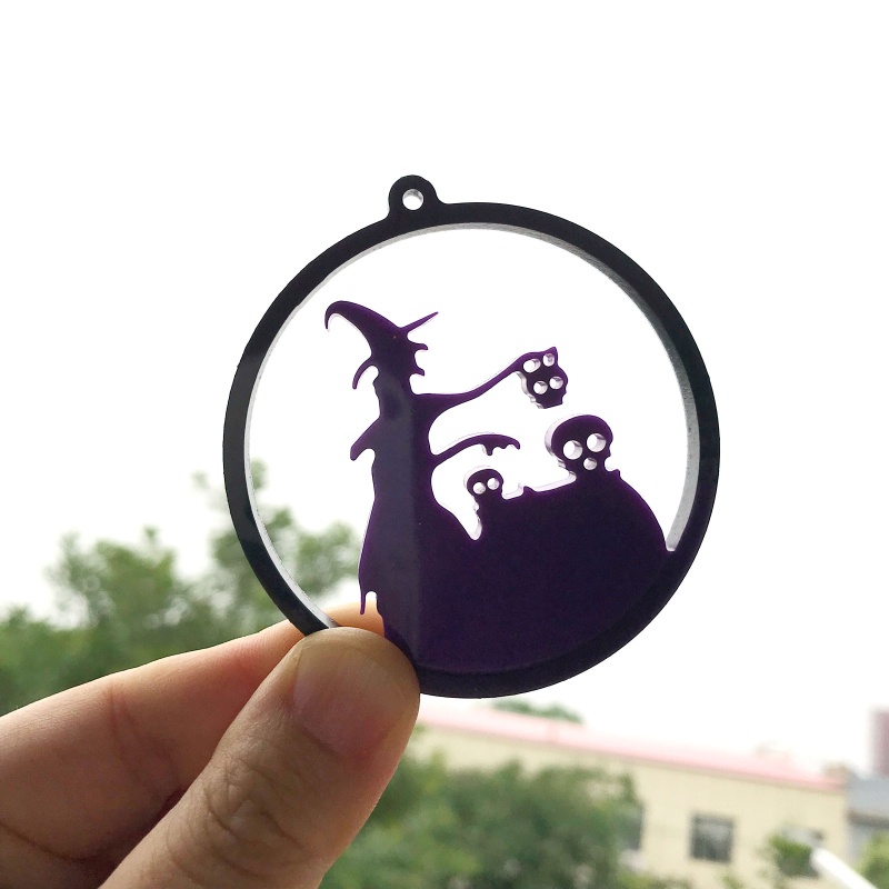 Khuôn Silicone Làm Móc Khóa Hình Phù Thủy Halloween Lấp Lánh DIY