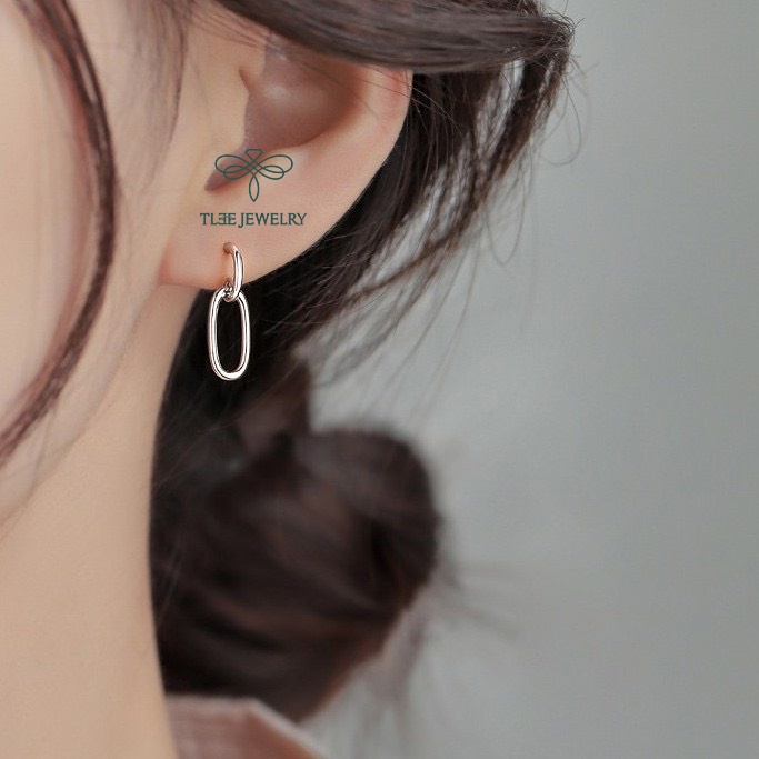 Khuyên tai bạc nữ TLEE móc xích nối cá tính TleeJewelry B0119