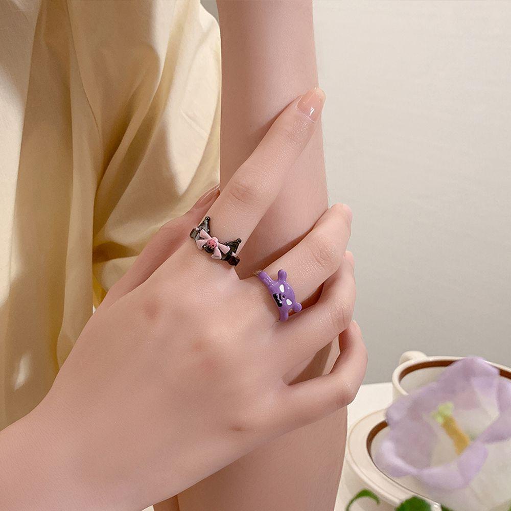 Nhẫn Hở Họa Tiết Hoạt Hình Phong Cách Baku Nhật Bản Đáng Yêu Cho Cặp Đôi