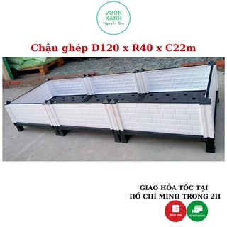 Chậu nhựa lắp ghép trồng cây thông minh D120 x R40 x C22cm (vách cao 13cm). Chậu trồng rau ăn lá