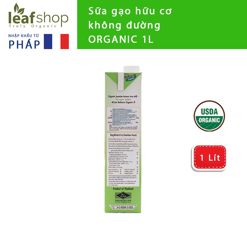 Sữa gạo hữu cơ không đường 4CARE BALANCE ORGANIC 1L