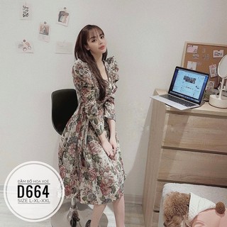 Bigsize Đầm bố hoa xoè D664