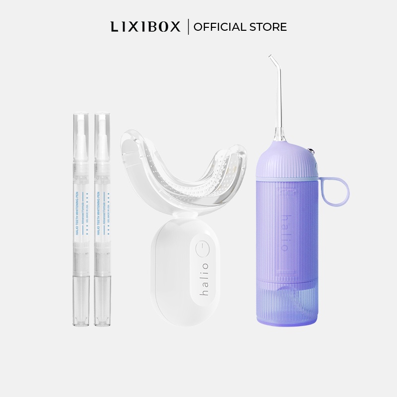 Combo Máy Tăm Nước UltraClean Periwinkle Và Máy Tẩy Trắng Răng Halio