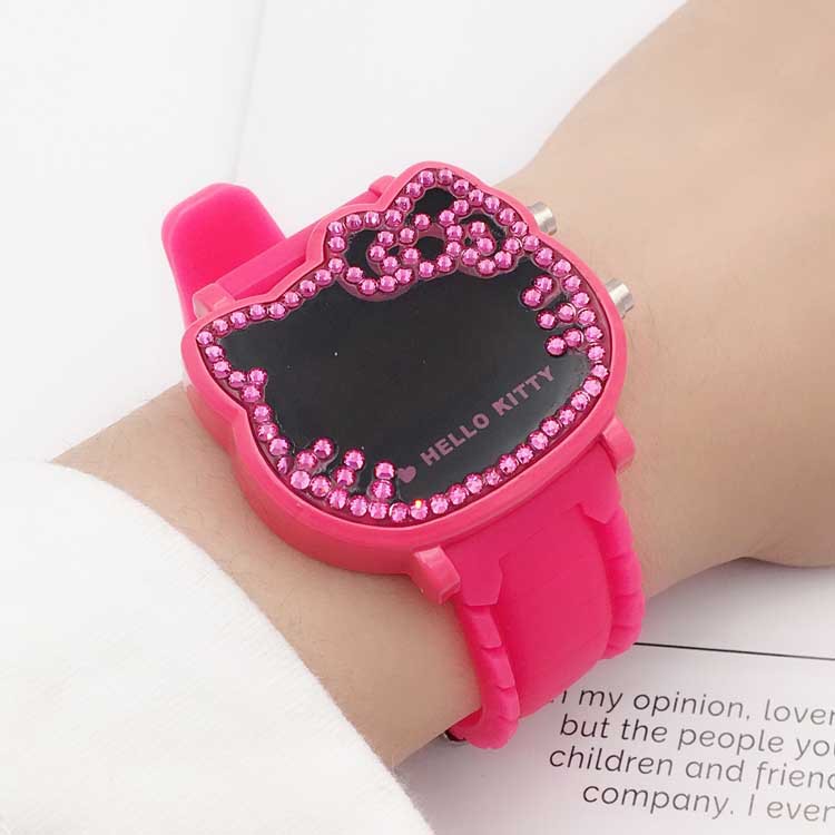 Student watch Korean girl cartoon Hello Kitty LED watch digital display electronic watch for primary and secondary school students