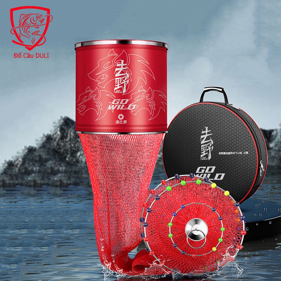 Giỏ Đựng Cá, Rọng Đựng Cá GO WILD lưới tráng cao su cao cấp siêu chịu tải chuyên dùng câu đài câu đơn màu đỏ KK-37