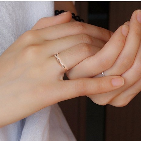 Nhẫn Bạc 925 Thời Trang Có Thể Điều Chỉnh Cho Cặp Đôi/Nam/Nữ