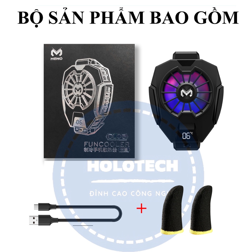 Quạt Tản Nhiệt Điện Thoại Gaming Sò Lạnh HOLOCOM DL05 Led RGB Làm Mát Nhanh - Giảm Nhiệt Cho Điện Thoại Khi Chơi Game