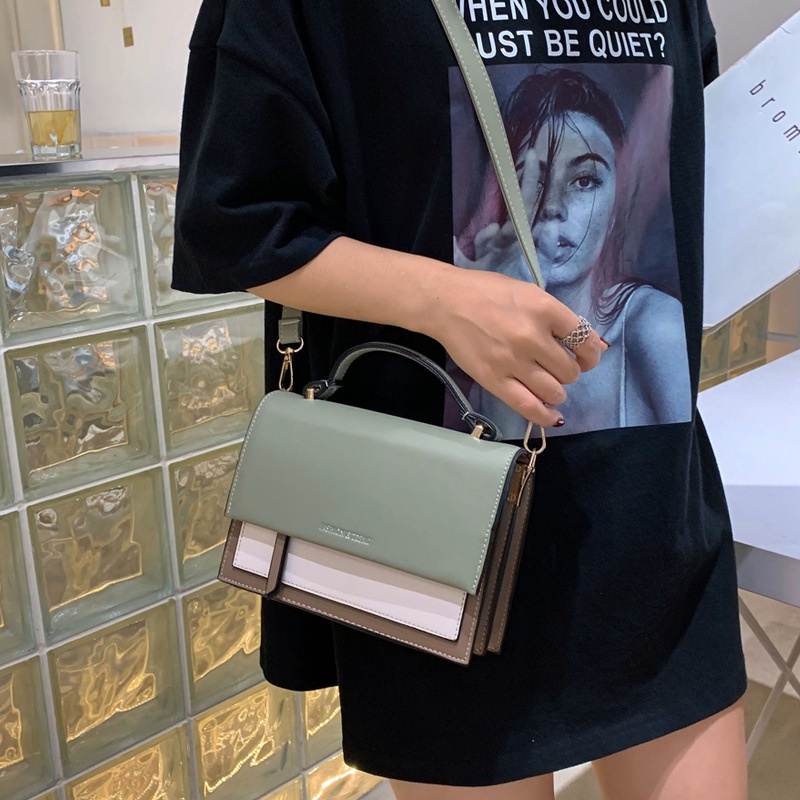 Túi đeo vai IELGY màu sắc tương phản đơn giản thiết kế thời trang cho nữ