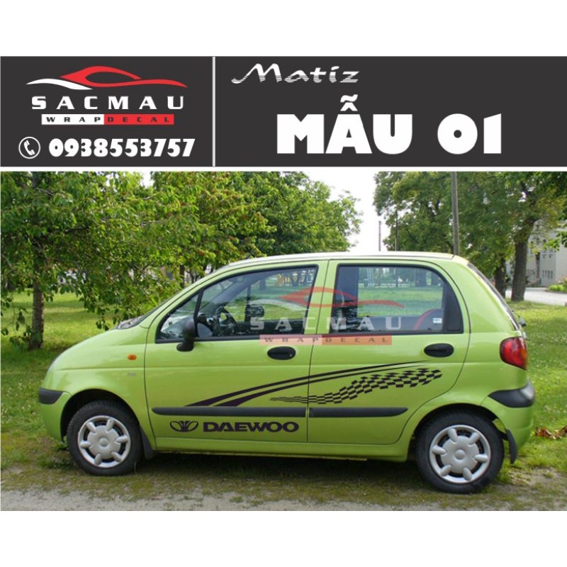 Tem dán xe Daewoo Matiz, tem dán xe ô tô thể thao