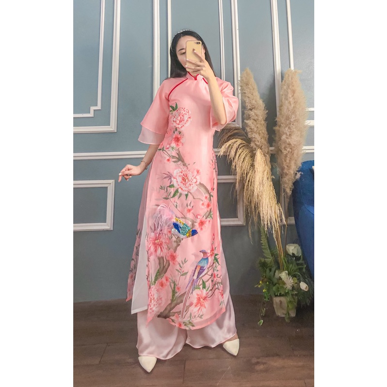 ÁO DÀI HỒNG MẪU ĐƠN CÓ QUẦN