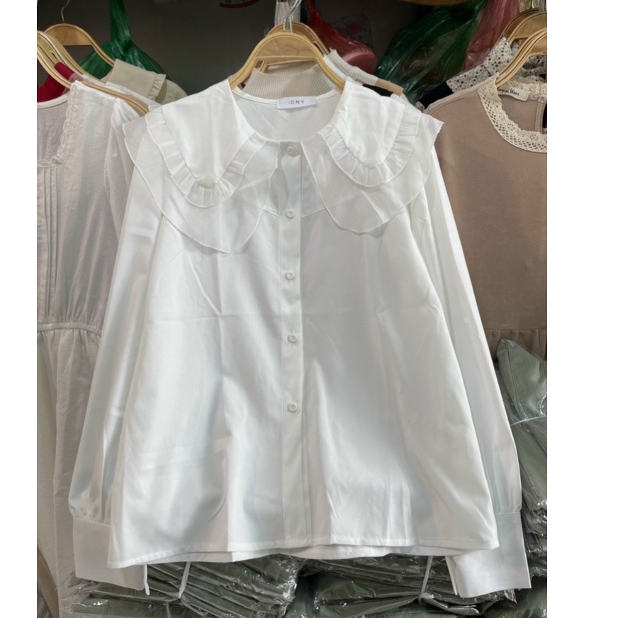 Áo sơ mi trắng nữ tay bồng tiểu thư cổ bèo 2 lớp style Hàn Quốc - Mã A565 -PANOSI