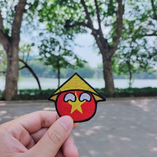 Sticker logo patch nhám gai lông bông dán xé, hoặc ủi thêu may  khâu Nón lá cờ  Việt Nam troll thế giới