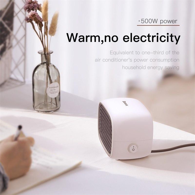 Máy Sưởi Mini - Đèn Sưởi Mini Xách Tay Công Suất 500W Dùng Cho Gia Đình Hoặc Văn Phòng Nhỏ Thương Hiệu Baseus