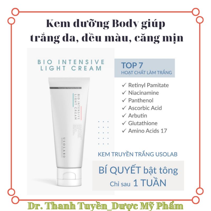 Kem dưỡng Body giúp làm sáng, đều màu da Usolab Bio Intensive Light Cream 250ml