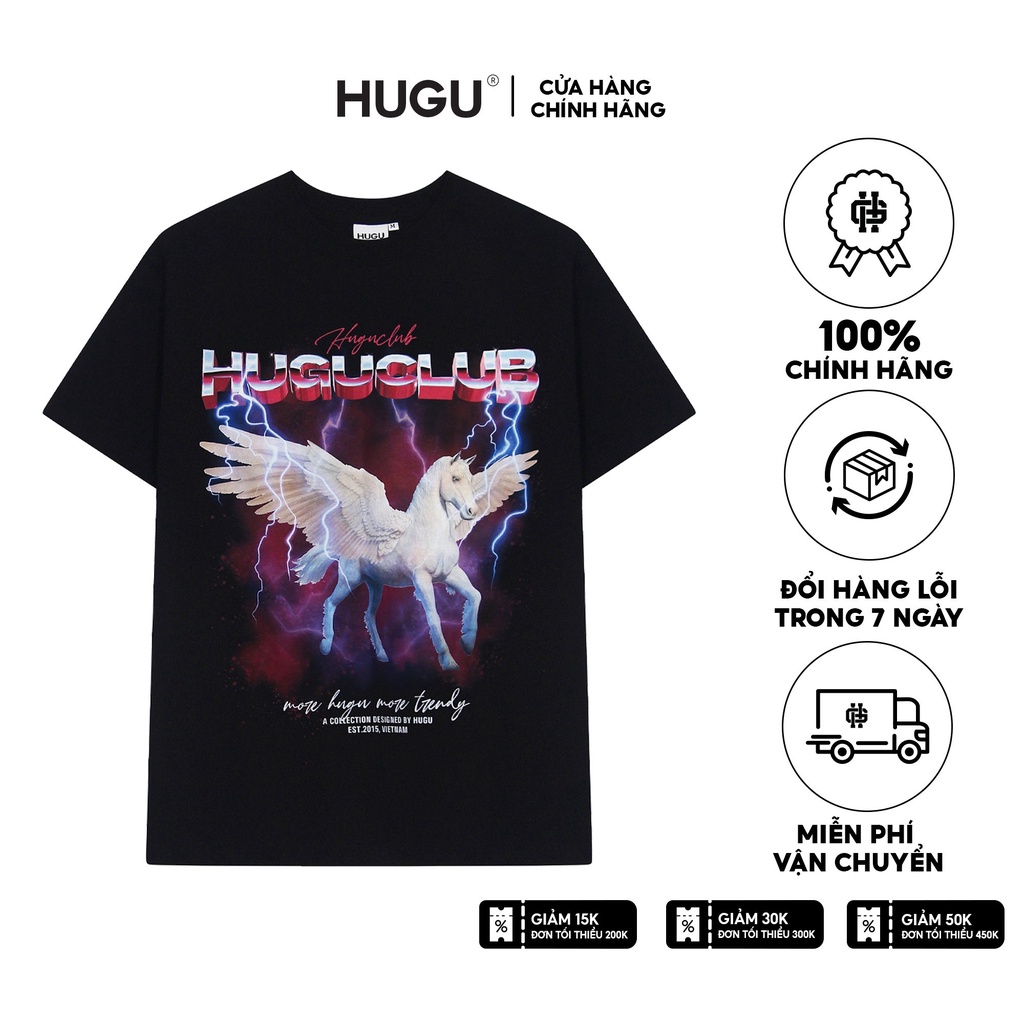 Áo thun unisex HUGU - Pegasus - vải cotton thoáng mát chuẩn form
