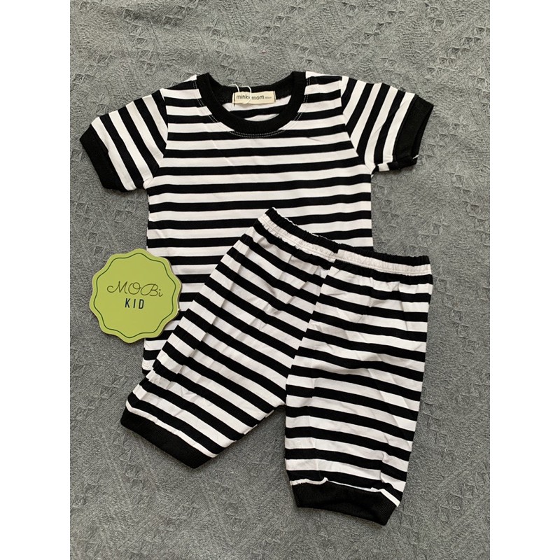 BỘ TAY NGẮN QUẦN ĐÙI SỌC THUN COTTON MINKYMOM