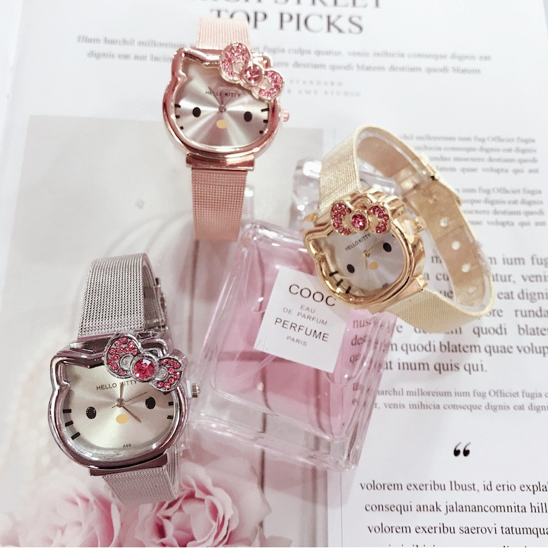 Đồng Hồ Đeo Tay Hình hello kitty Dễ Thương
