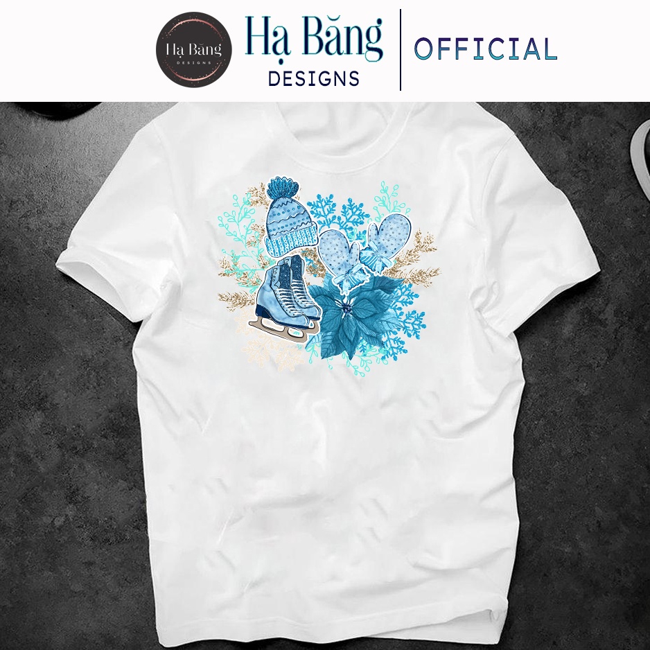 Áo Thun Nam Nữ Hạ Băng Designs Ngắn Tay Cổ Tròn Vải Cotton In Hình Họa Tiết Mùa Đông Mẫu 1