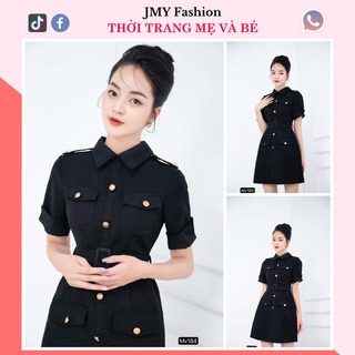 MV184 Váy đầm đen sơ mi công sở phối cúc dáng A ngắn (tặng kèm đai váy) - (MC) Modish and Chic