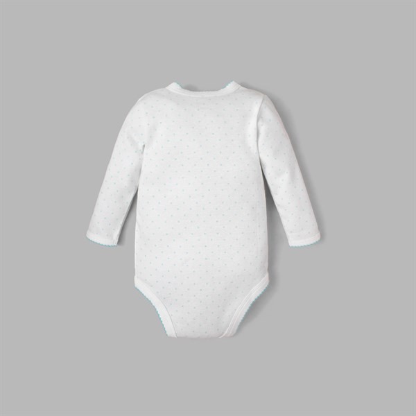 Bodysuit BAA BABY cài bên màu trắng chấm bi xanh cho bé gái - G-CB01D-019FL