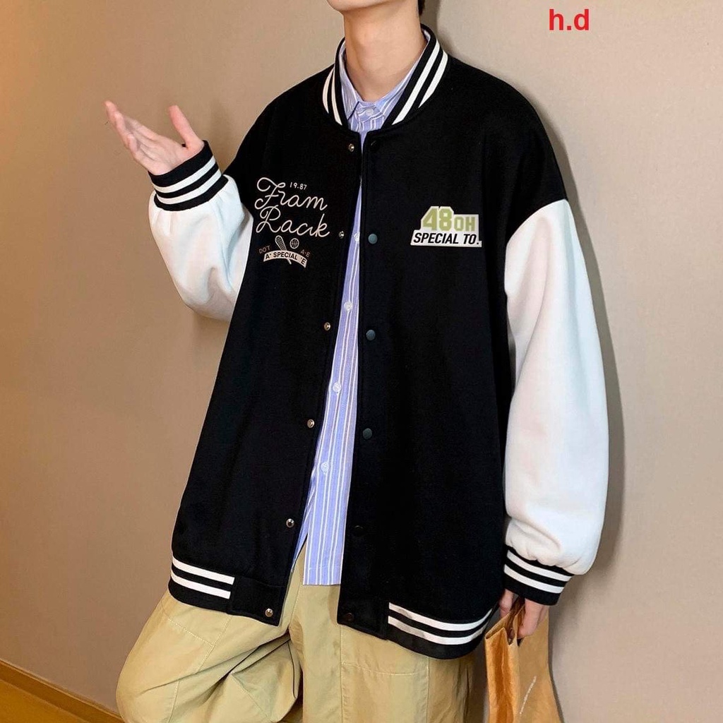 Áo bomber Varsity 48OH Jacket nỉ nam nữ khoác ngoài áo dày dặn form rộng unisex -