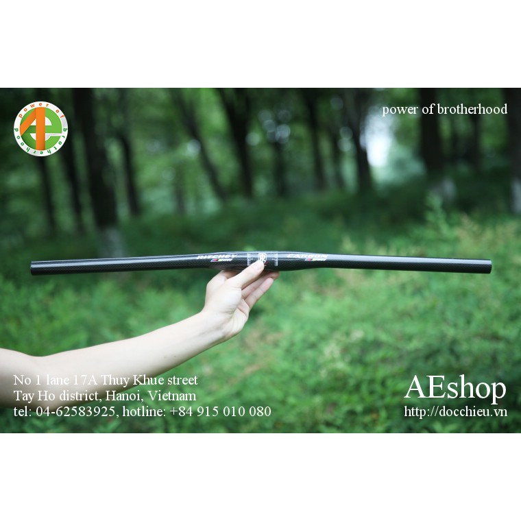 tay lái xe đạp mtb thẳng siêu nhẹ full carbon 3K 31.8 WCS