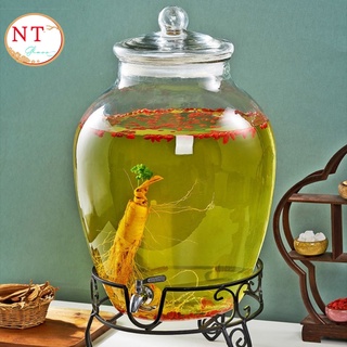 Bình ngâm rượu thủy tinh họa tiết trái bí trơn 10 lít ( Có van hoặc Không van )