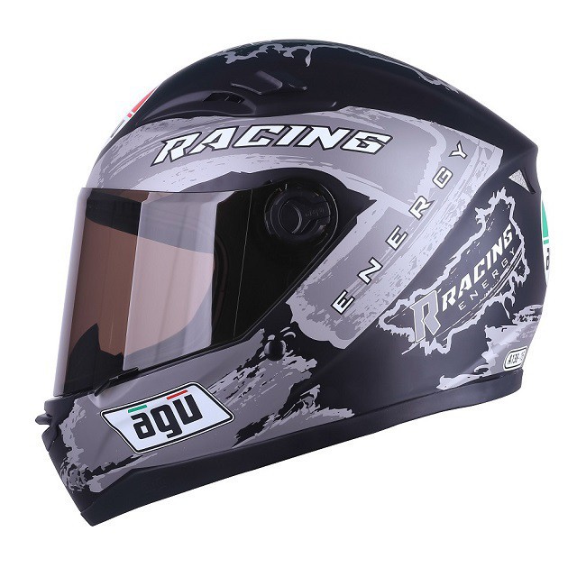 Mũ Bảo Hiểm Fullface AGU Tem Racing 15 - MŨ FULLFACE TẶNG CẶP SỪNG + đuôi gió