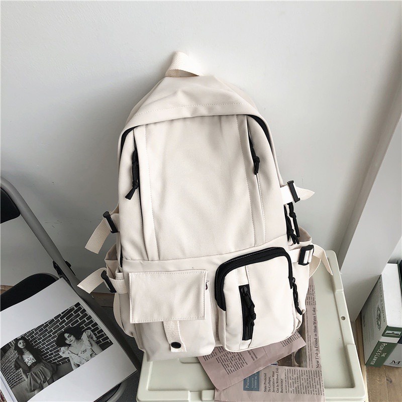 Balo nam nữ vải dù mịn ulzzang đi học thời trang nhiều ngăn đựng laptop 15.6 inch