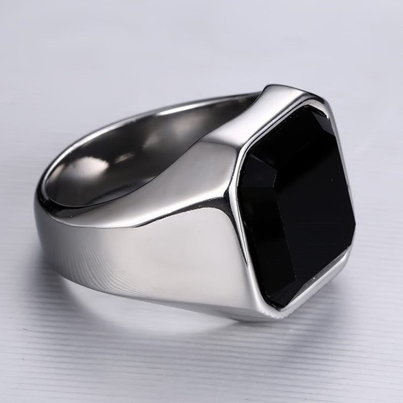 weiweijewelry/Nhẫn bạc thời trang nam-Nhẫn đá quý đen
