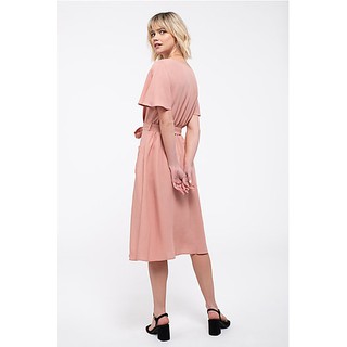 Váy Rayon Hồng Thắt Nơ Eo Xuất Xịn