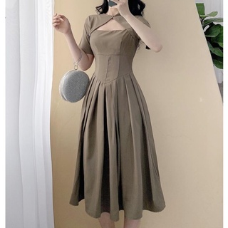 Đầm váy xòe ly dưới thanh lịch v1324 begie