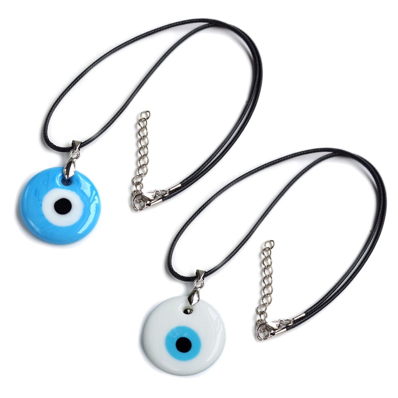 Vòng cổ Mặt Kính Hình Mắt Quỷ Màu Xanh Dương / Trắng Phong Cách Âu Mỹ Thời Trang Mùa Hè