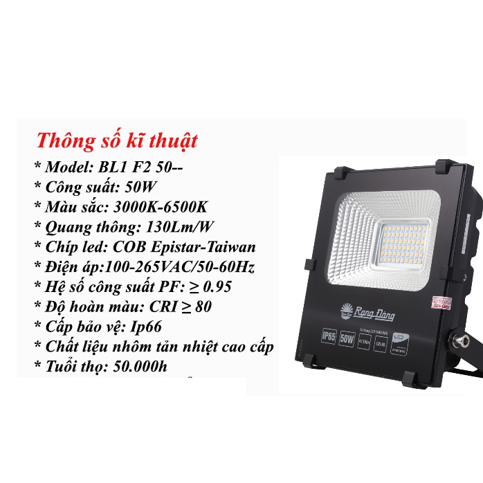 Đèn Led Ngoài Trời Rạng Đông 50W - Đèn Led Siêu Sáng Cam Kết Chính Hãng