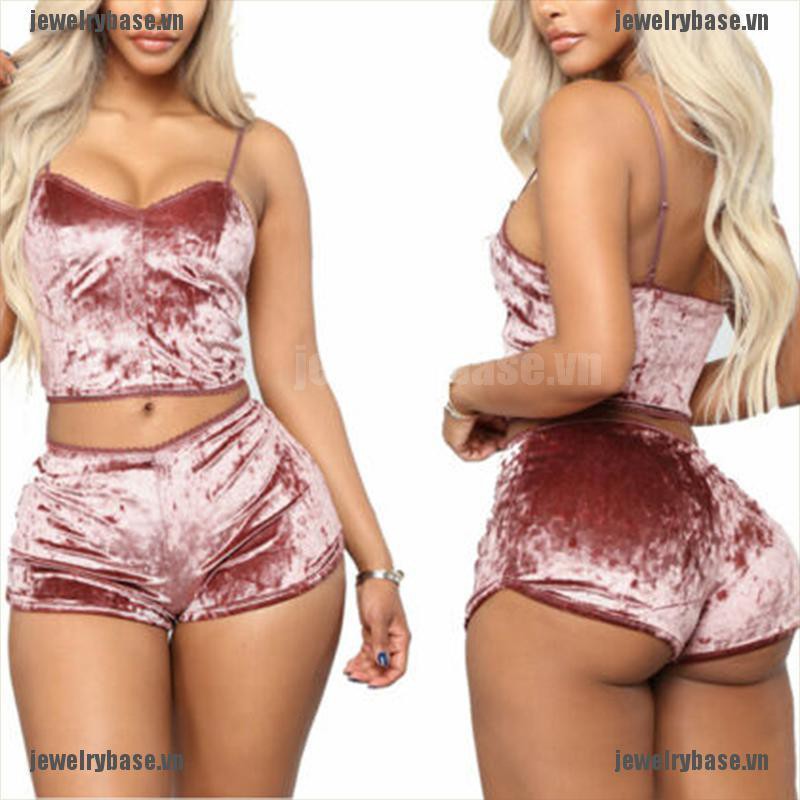 Bộ Đồ Ngủ 2 Dây Vải Nhung Quyến Rũ Cho Nữ | BigBuy360 - bigbuy360.vn