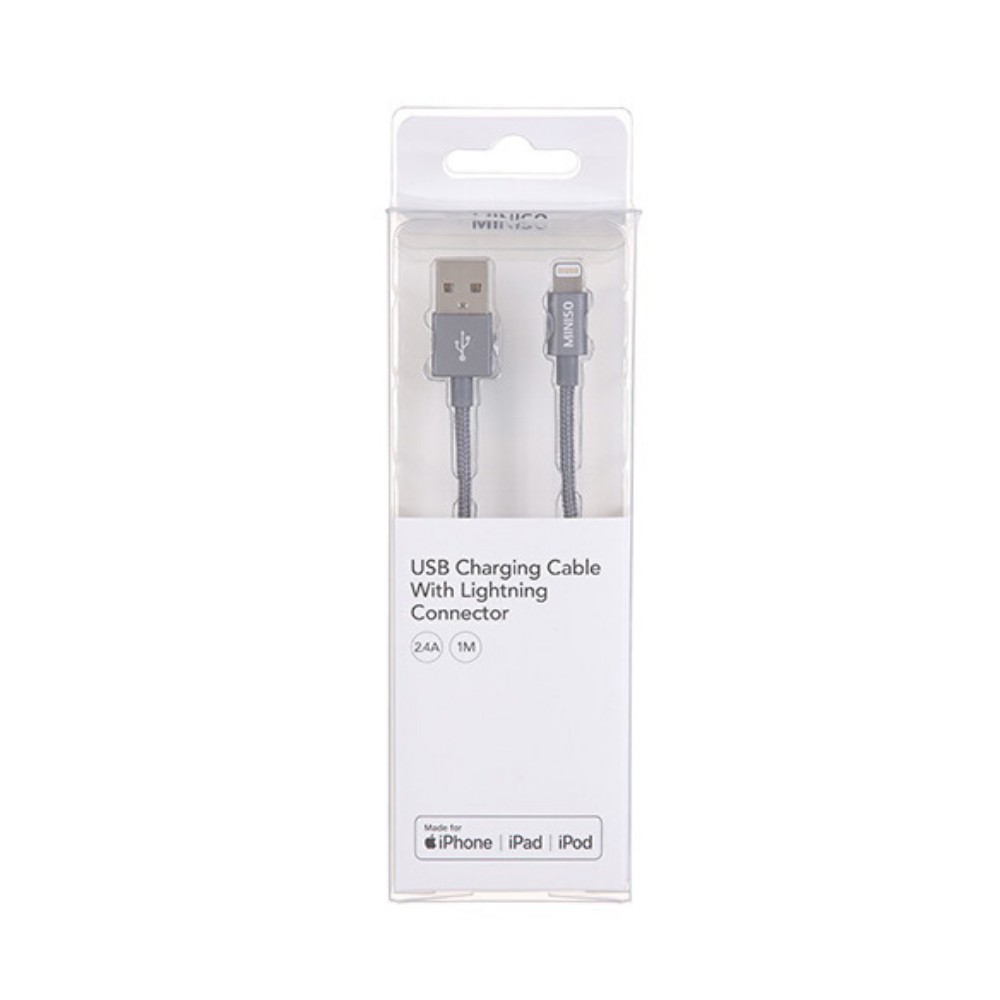 Cáp sạc USB với đầu nối Lightning Miniso (Space gray 1) - Hàng chính hãng