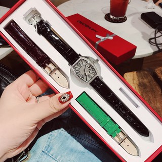 ĐỒNG HỒ NỮ Set Davena phiên bản silver dây đen tặng kèm dây mận và xanh lá cực xinh