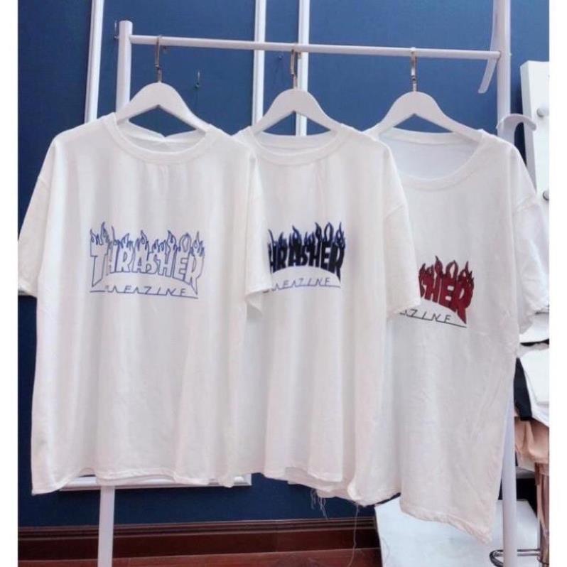 Áo thun tay lỡ in lô gô hottrend thra unisex nam nữ mặc đôi nhóm