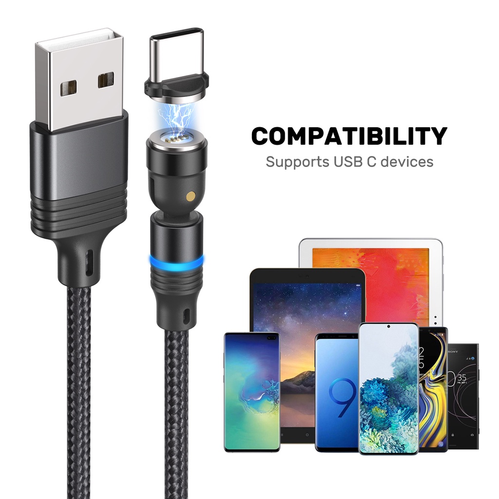 Dây Cáp Sạc Nam Châm 3A Micro USB Type C 2m 1m Cho Điện Thoại