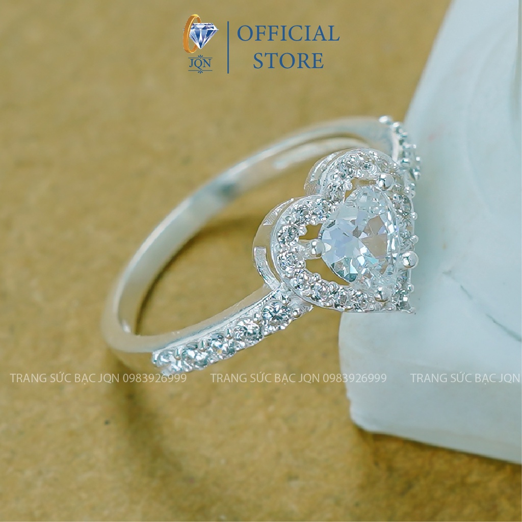 Nhẫn Bạc Nữ JQN N42 Mẫu Nhẫn Đính Đá Mặt Trái Tim
