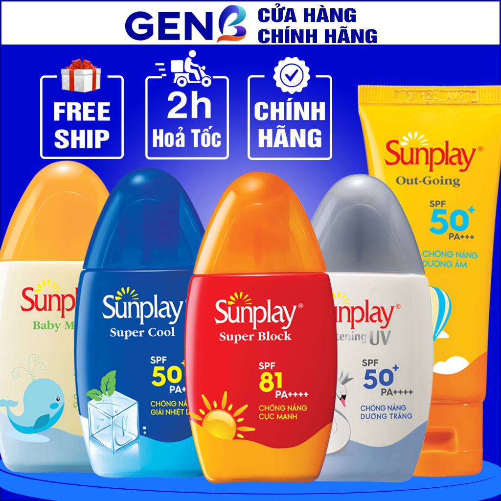 Kem Chống Nắng Sunplay Super Block/Baby/Cool/ Whitening/Out Sữa Kcn Cho Da Mặt &amp; Toàn Thân CHÍNH HÃNG Rohto NhậtBản GENB