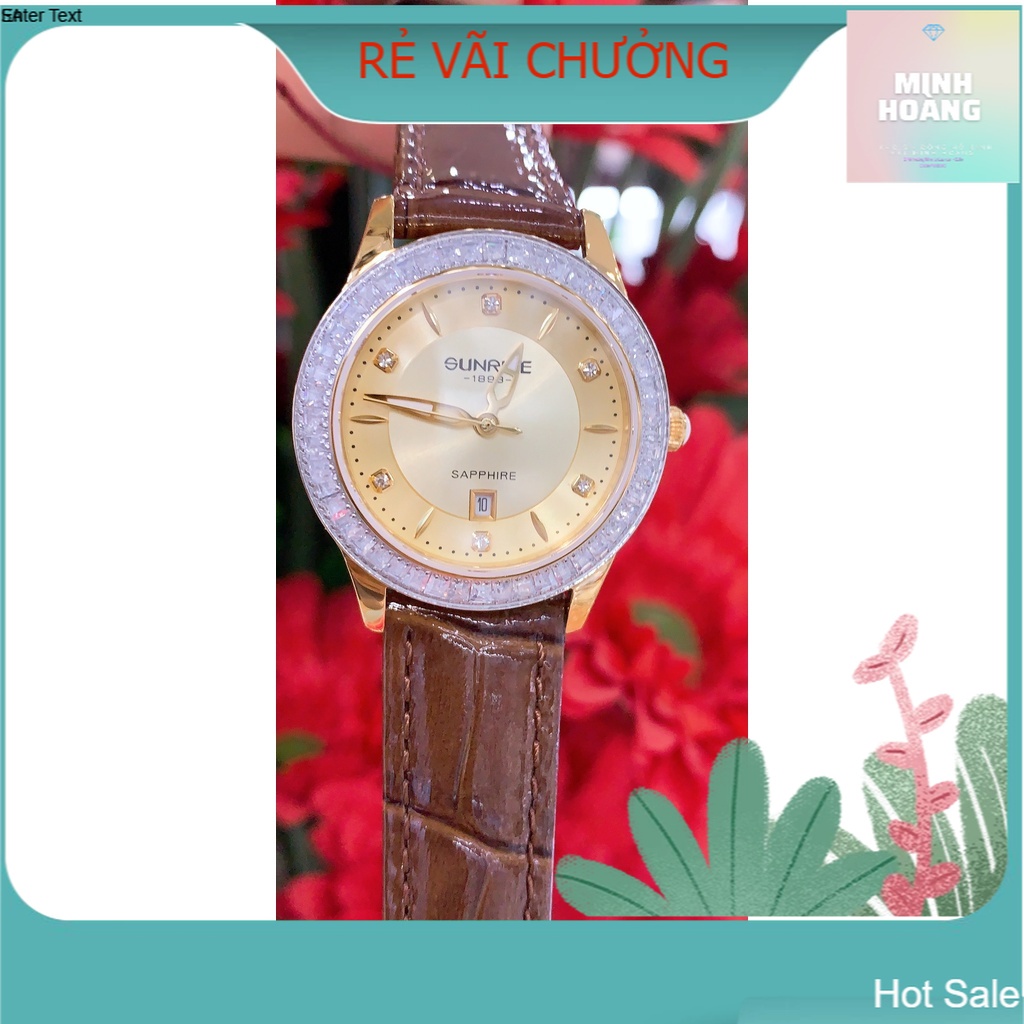 Đồng hồ nữ SUNRISE 2193BA, Vành Đá sang trọng,full hộp thẻ chính hãng. TẶNG KÈM DÂY kính Sapphire chống xước chống xước