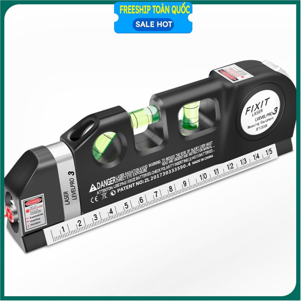 PVN29392 Thước Đo Laser Chữ Thập Căn Mực Kiêm Thước 2.5m 4in1 T2 .
