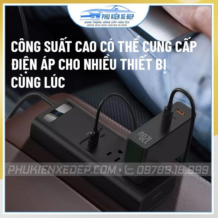 Bộ chuyển đổi nguồn điện 12V sang 110V CAO CẤP trên ô tô Baseus - Hàng chính hãng Bảo hành 01 năm