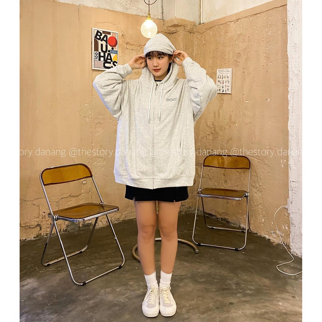 [STORY MADE] [STR] Áo Zip Hoodie SS2 oversize unisex thêu logo A1053